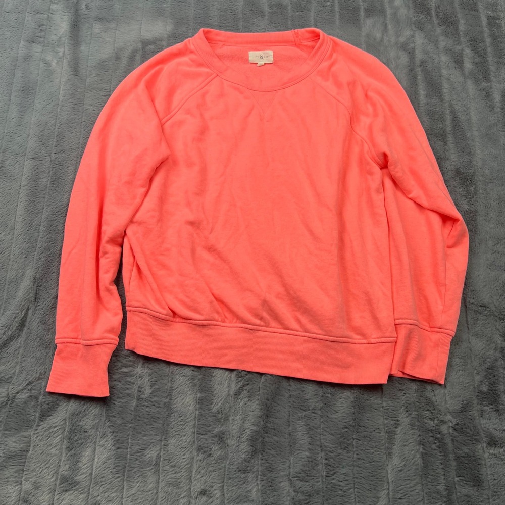 Lou & Grey Womens Neon Coral Pink French Terry Sweatshirt Medium 12797